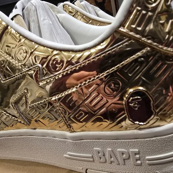 A Bathing Ape BAPE Bapesta #5 GOLD Mens Size 12 1K80191305 Shoes Sneakers NEW - Picture 8 of 16